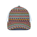 Afro African Ethnic Pattern Print White Mesh Trucker Hat