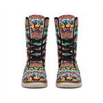 Afro African Ethnic Pattern Print Winter Boots