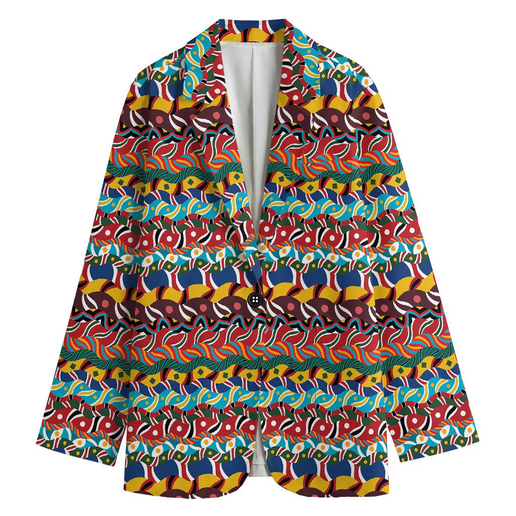 Afro African Ethnic Pattern Print Women's Cotton Blazer