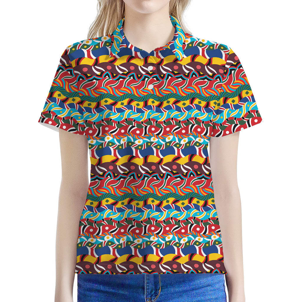 Afro African Ethnic Pattern Print Women's Polo Shirt