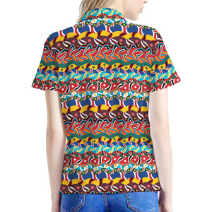 Afro African Ethnic Pattern Print Women's Polo Shirt