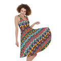 Afro African Ethnic Pattern Print Sleeveless Knee Length Dress