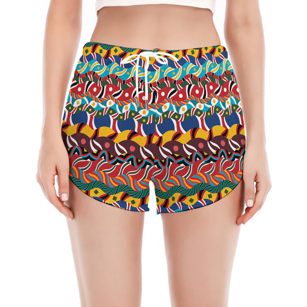 Afro African Ethnic Pattern Print Women's Split Running Shorts