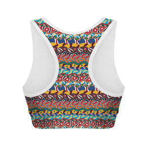 Afro African Ethnic Pattern Print Women's Sports Bra