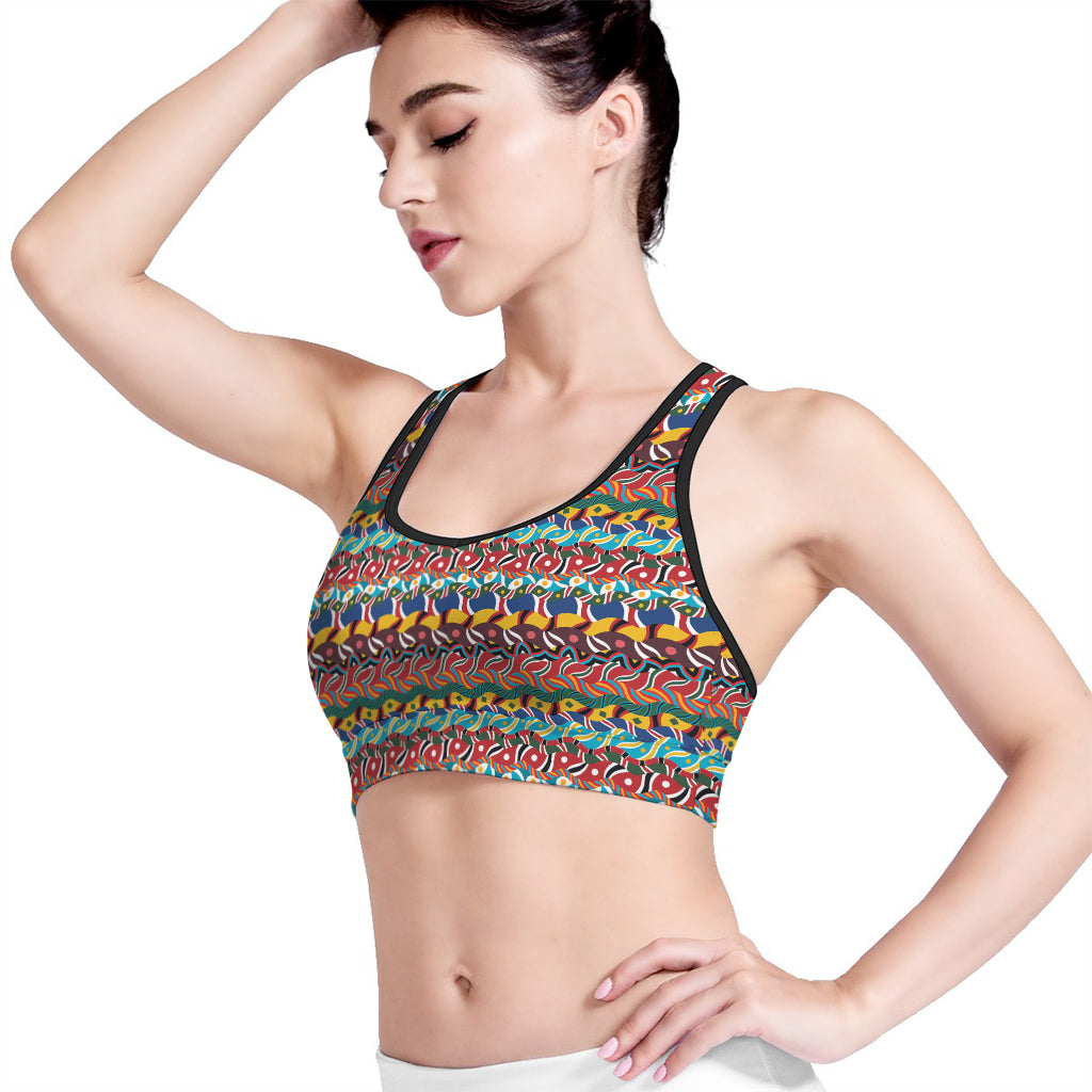 Afro African Ethnic Pattern Print Women's Sports Bra