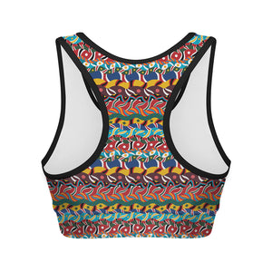 Afro African Ethnic Pattern Print Women's Sports Bra