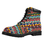 Afro African Ethnic Pattern Print Work Boots