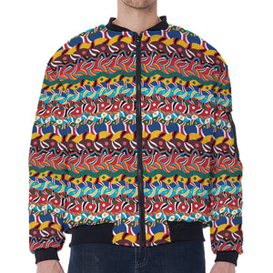 Afro African Ethnic Pattern Print Zip Sleeve Bomber Jacket