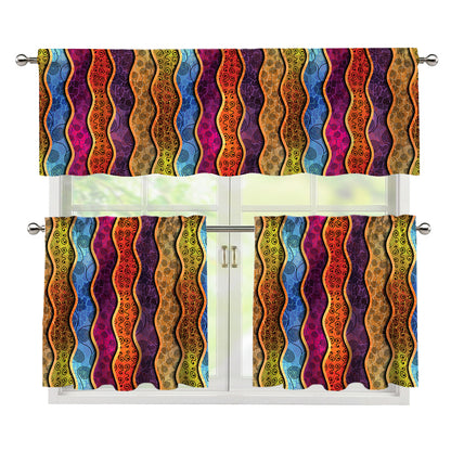 Afro Ethnic Inspired Print 3 Piece Kitchen Curtains