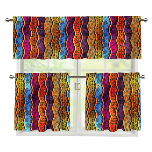 Afro Ethnic Inspired Print 3 Piece Kitchen Curtains