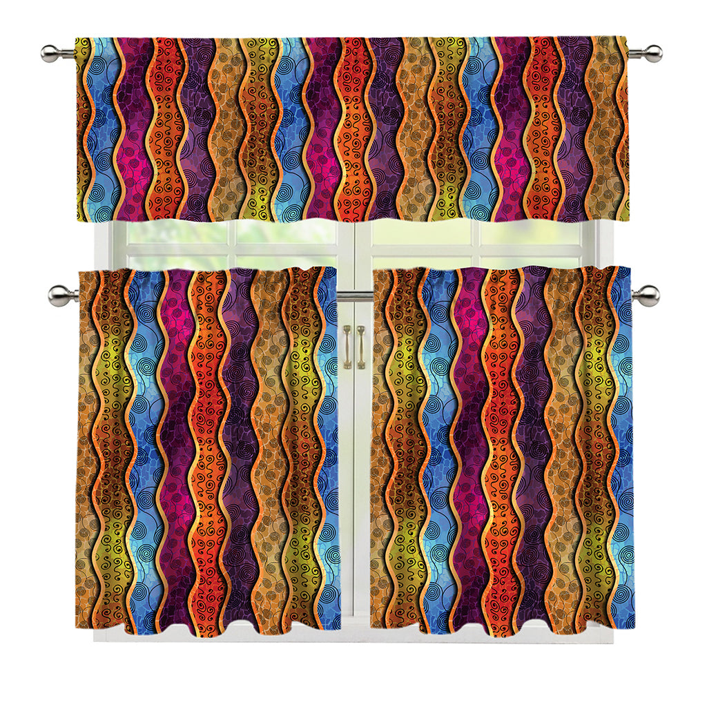 Afro Ethnic Inspired Print 3 Piece Kitchen Curtains