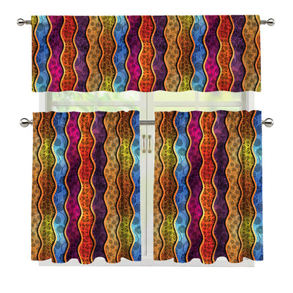 Afro Ethnic Inspired Print 3 Piece Kitchen Curtains