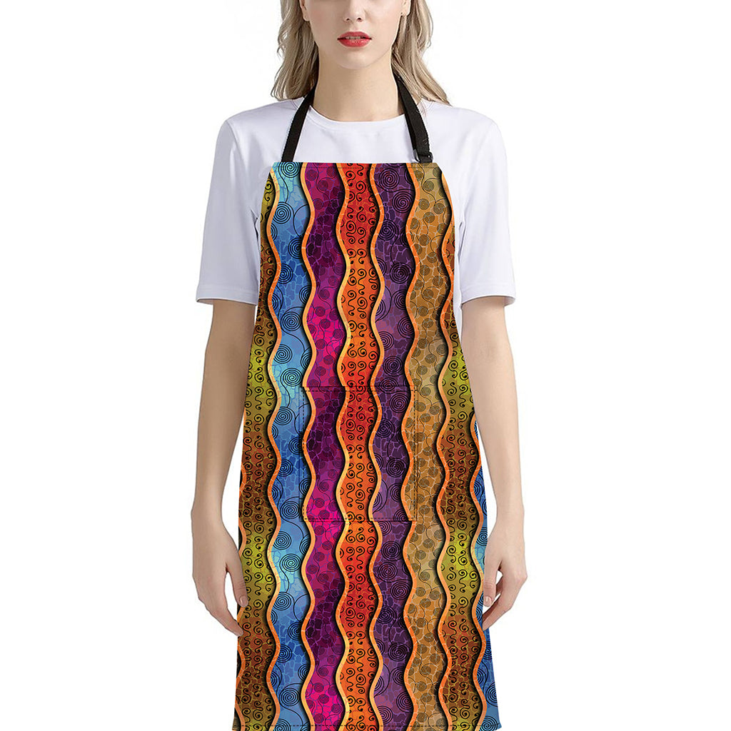 Afro Ethnic Inspired Print Bib Apron With Pocket