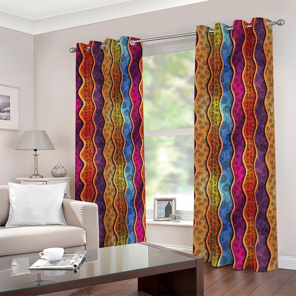 Afro Ethnic Inspired Print Blackout Grommet Curtains