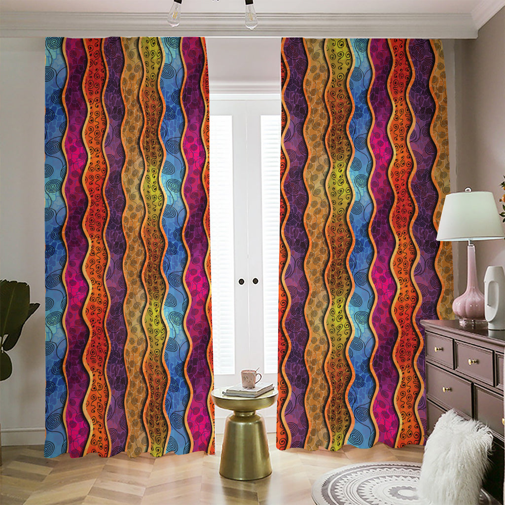 Afro Ethnic Inspired Print Blackout Pencil Pleat Curtains