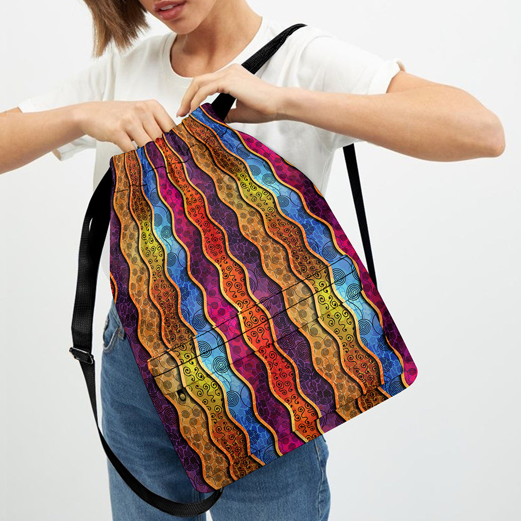 Afro Ethnic Inspired Print Drawstring Backpack