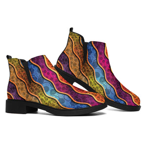 Afro Ethnic Inspired Print Flat Ankle Boots