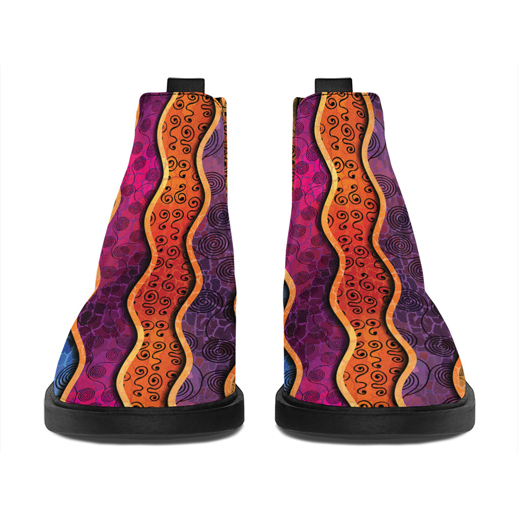 Afro Ethnic Inspired Print Flat Ankle Boots