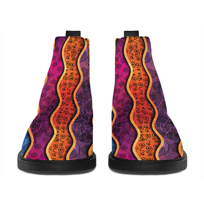 Afro Ethnic Inspired Print Flat Ankle Boots
