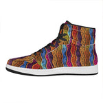 Afro Ethnic Inspired Print High Top Leather Sneakers