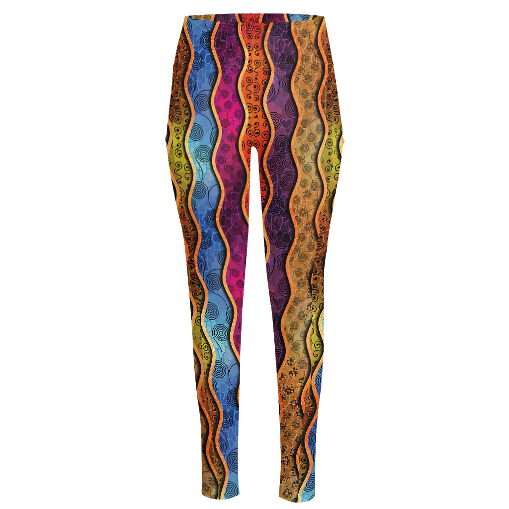 Afro Ethnic Inspired Print High-Waisted Pocket Leggings