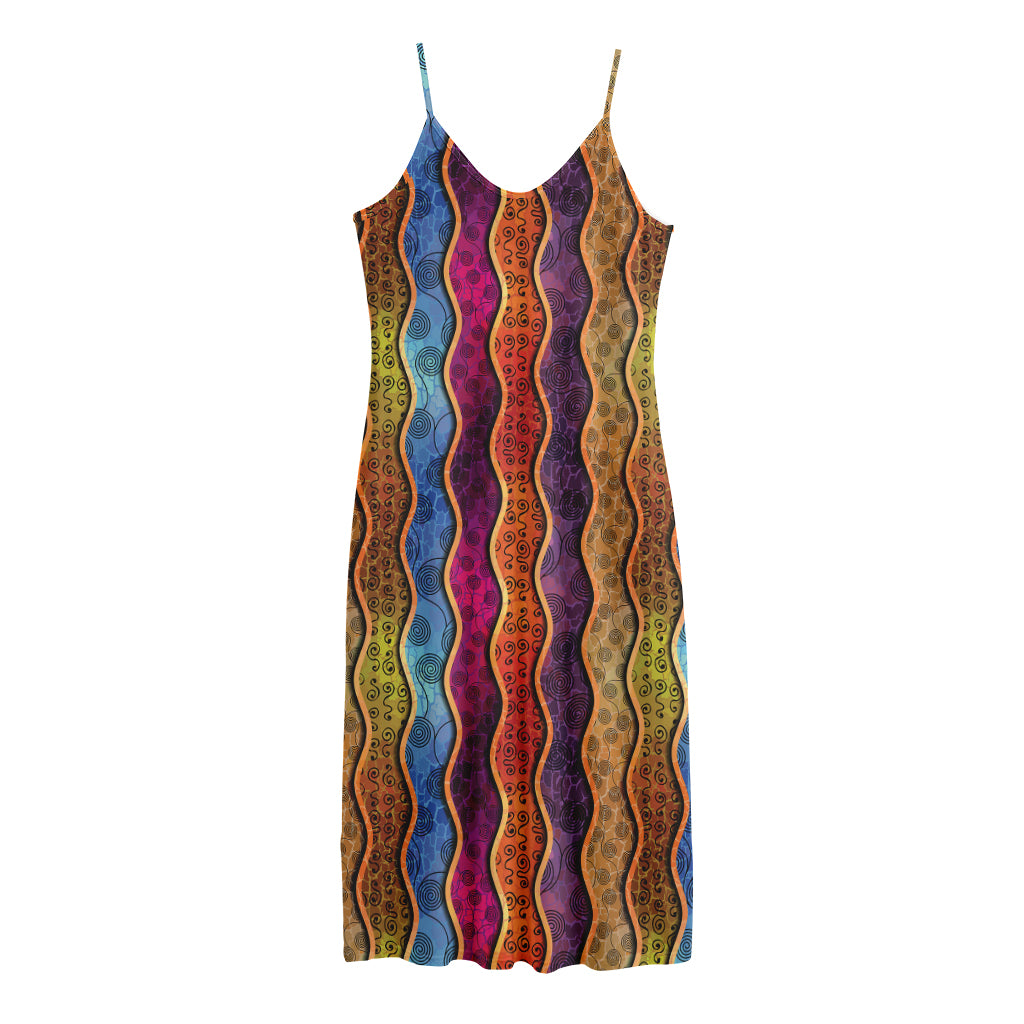 Afro Ethnic Inspired Print Jersey Midi Cami Dress