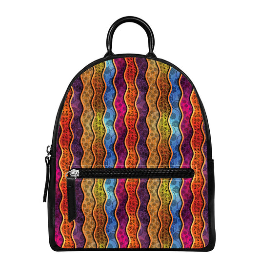 Afro Ethnic Inspired Print Leather Backpack