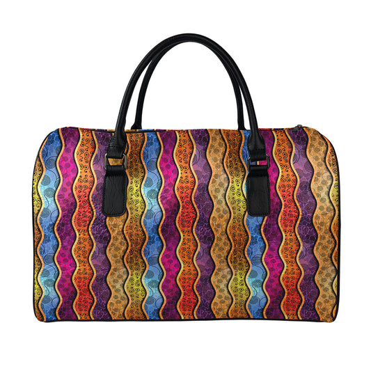 Afro Ethnic Inspired Print Leather Duffle Bag