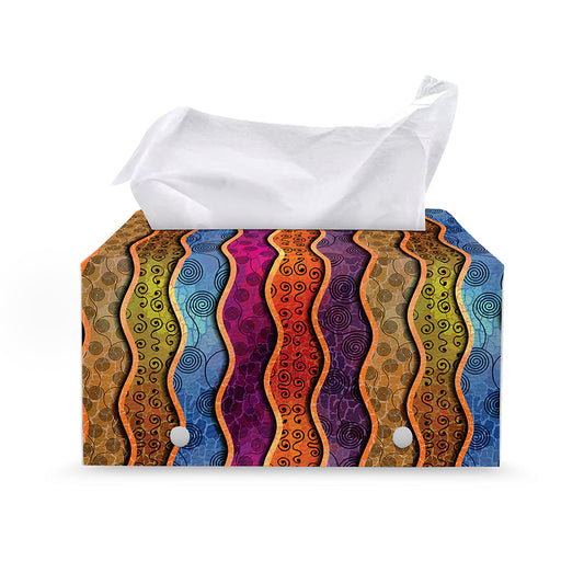 Afro Ethnic Inspired Print Leather Tissue Box Cover
