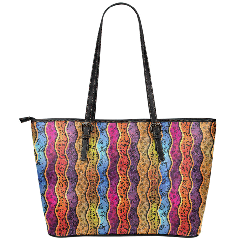 Afro Ethnic Inspired Print Leather Tote Bag