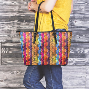 Afro Ethnic Inspired Print Leather Tote Bag