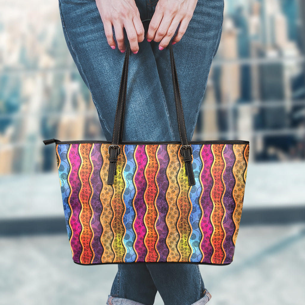 Afro Ethnic Inspired Print Leather Tote Bag