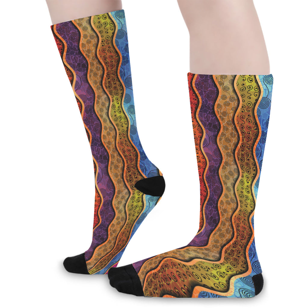 Afro Ethnic Inspired Print Long Socks