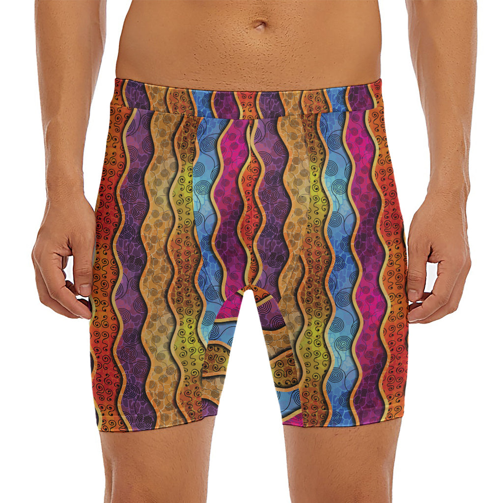 Afro Ethnic Inspired Print Men's Long Boxer Briefs