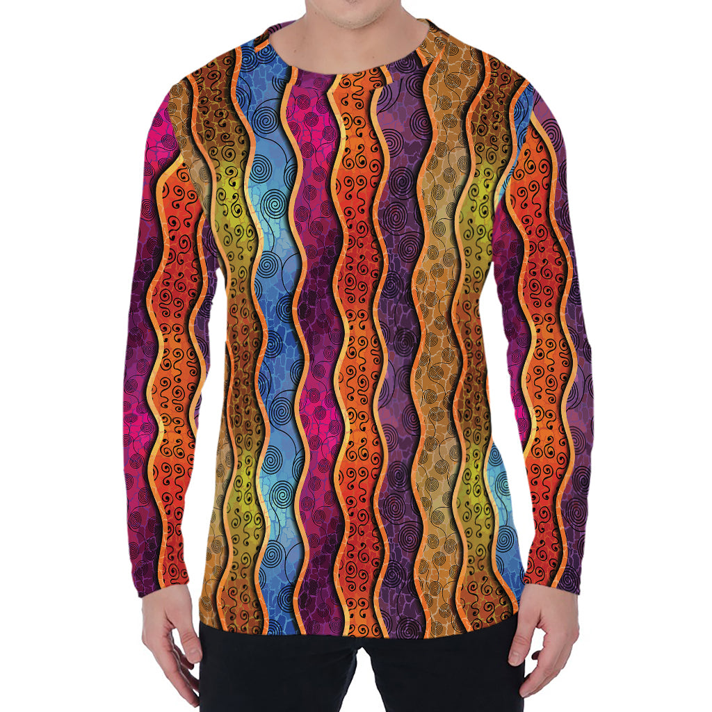 Afro Ethnic Inspired Print Men's Long Sleeve T-Shirt