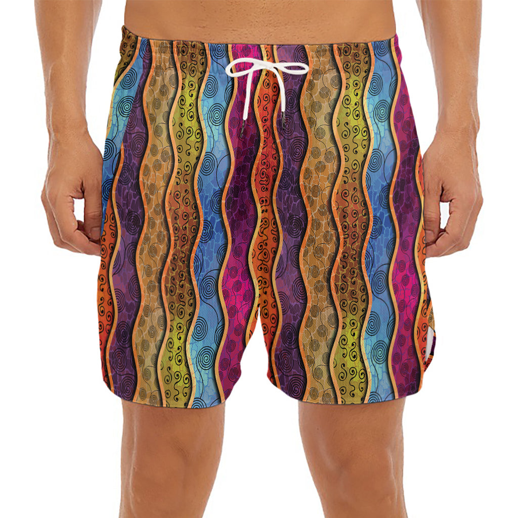 Afro Ethnic Inspired Print Men's Split Running Shorts