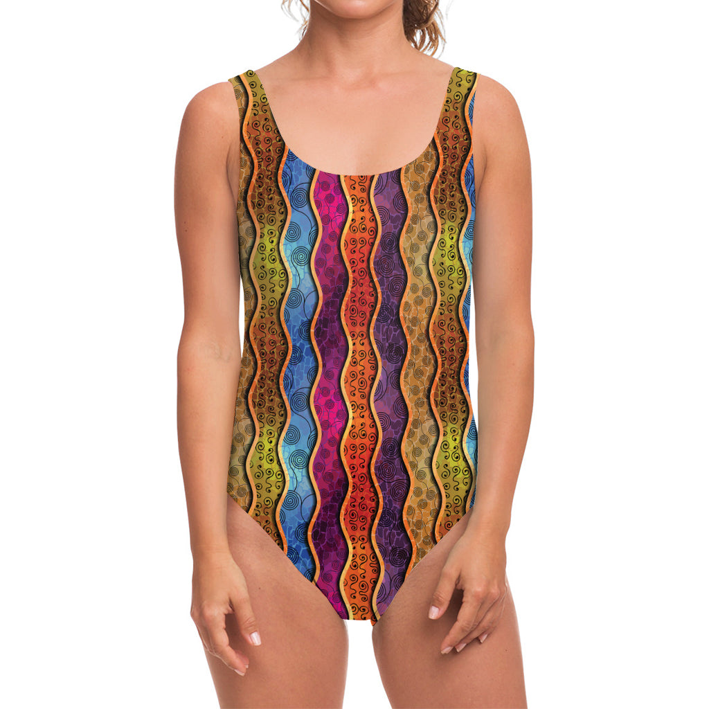 Afro Ethnic Inspired Print One Piece Swimsuit