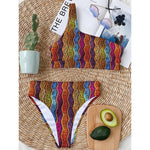 Afro Ethnic Inspired Print One Shoulder Bikini Top