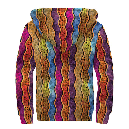 Afro Ethnic Inspired Print Sherpa Lined Zip Up Hoodie