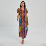 Afro Ethnic Inspired Print Short Sleeve Maxi Dress