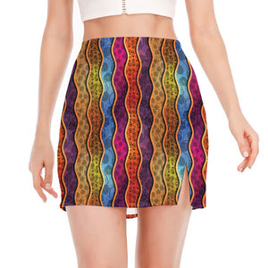 Afro Ethnic Inspired Print Side Slit Mini Skirt