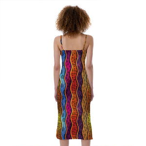 Afro Ethnic Inspired Print Slim Fit Midi Cami Dress