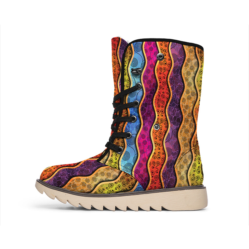 Afro Ethnic Inspired Print Winter Boots