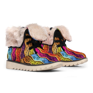 Afro Ethnic Inspired Print Winter Boots