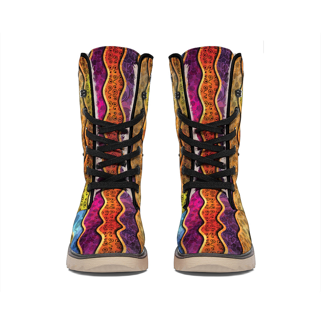 Afro Ethnic Inspired Print Winter Boots