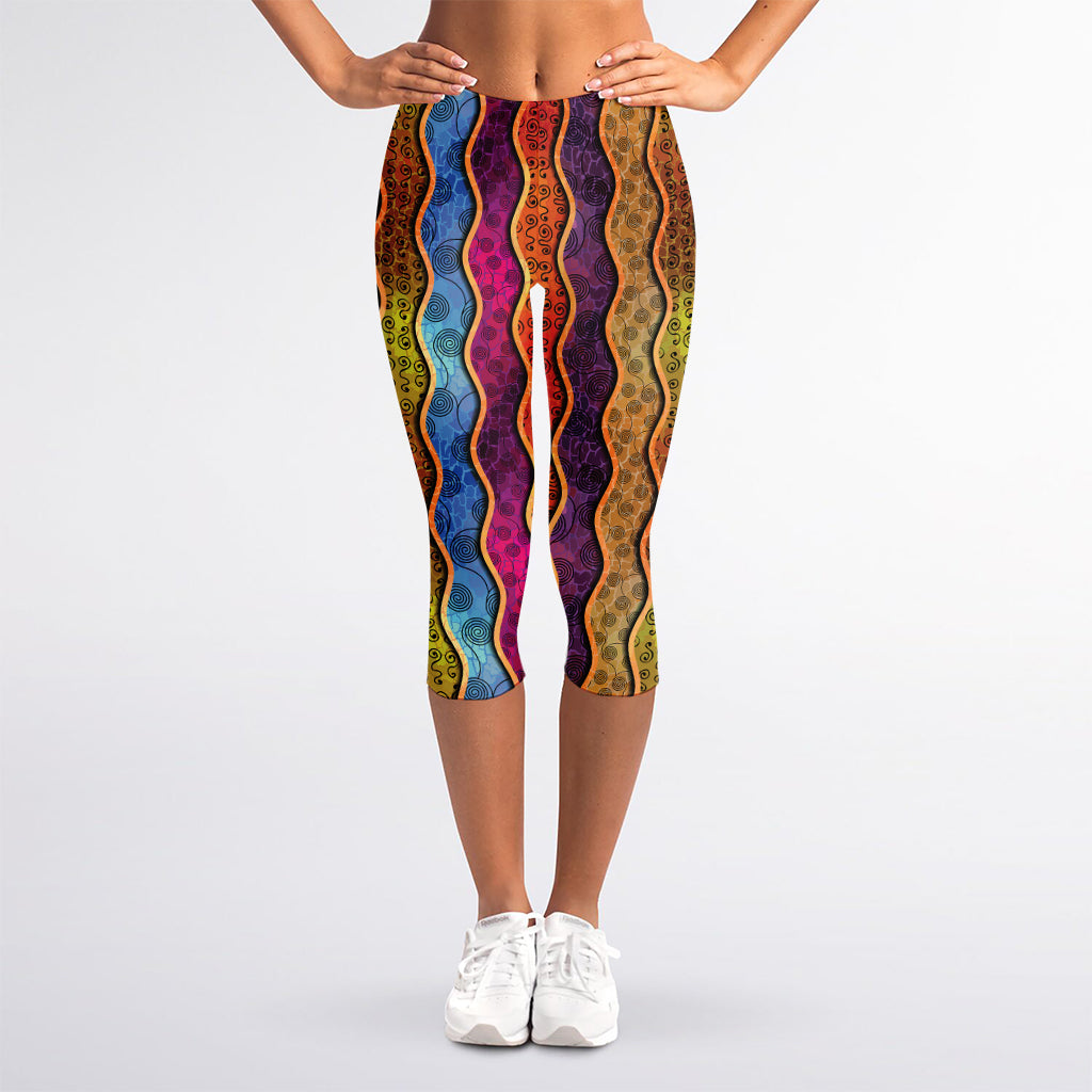 Afro Ethnic Inspired Print Women's Capri Leggings