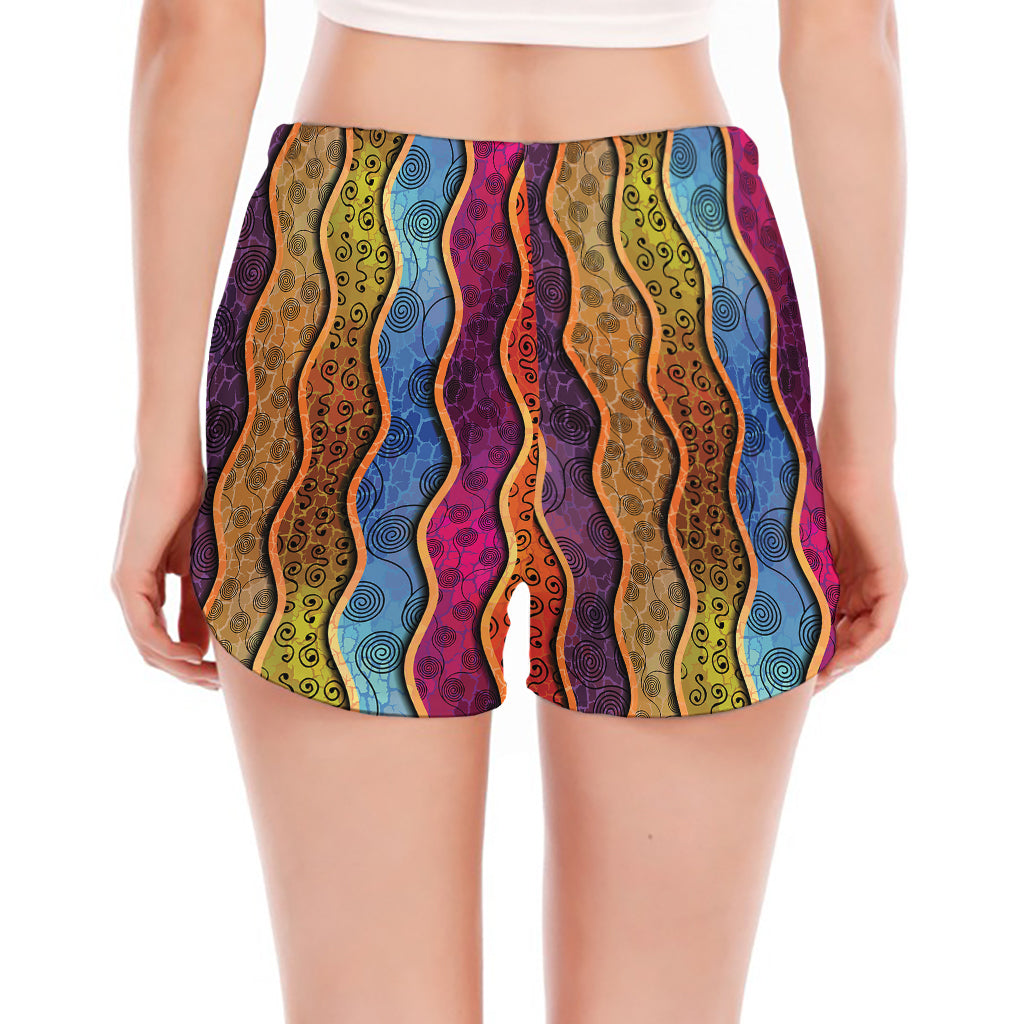 Afro Ethnic Inspired Print Women's Split Running Shorts