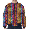 Afro Ethnic Inspired Print Zip Sleeve Bomber Jacket