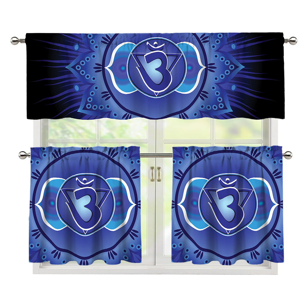 Ajna Chakra Mandala Print 3 Piece Kitchen Curtains