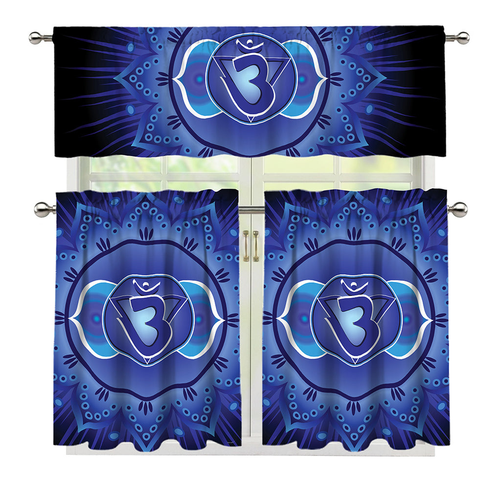 Ajna Chakra Mandala Print 3 Piece Kitchen Curtains